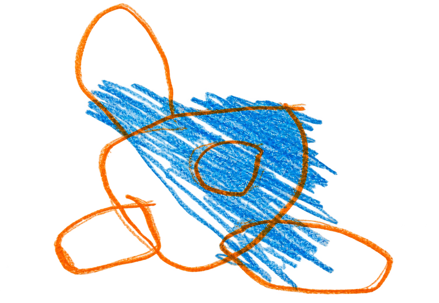 Elio’s orange-and-blue drawing of an imaginary creature
